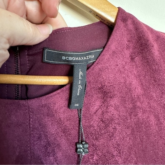 BCBGMaxazria Darra Faux Suede Dress in Bordeaux 6 - Picture 4 of 9